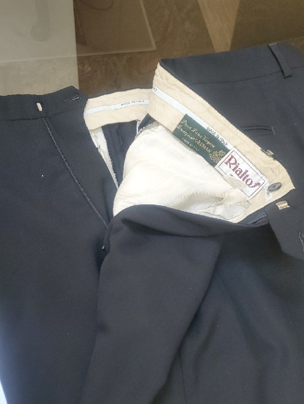 Rialto Men's Black Dress Pants with Ivory Lining 40" Waist